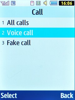 Scroll to Voice call and press the Navigation key.