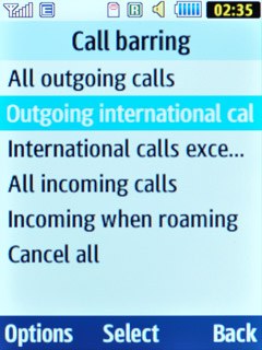 Outgoing international calls