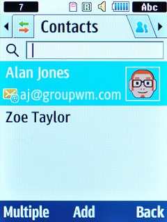 Highlight the required contact and press the Navigation key.