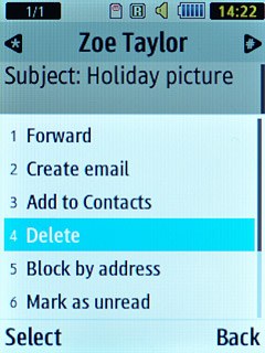 Scroll to Delete and press the Navigation key.