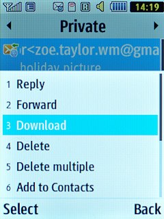 Scroll to Download and press the Navigation key.