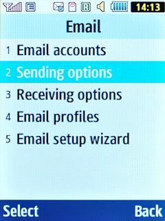 Scroll to Sending options and press the Navigation key.