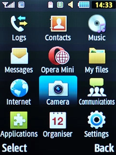 Scroll to Camera and press the Navigation key.