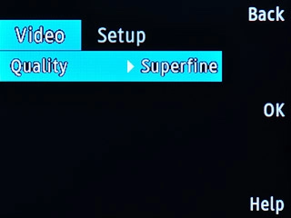 Scroll to Video and press the Navigation key.