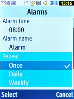 Highlight Once, Daily or Weekly and press the Navigation key.
