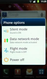 Press Flight mode.Depending on the current setting, flight mode is now turned on or off.