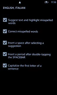 Press Suggest text and highlight misspelled words to turn word suggestion on or off.