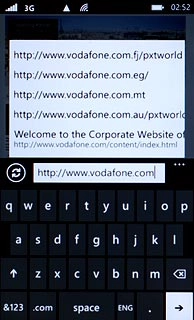 Key in the address of the required web page and press arrow right.