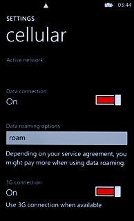 Press the indicator next to 3G connection.Depending on the current setting, the function is turned on or off.