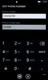 Press the field below Phone number type.