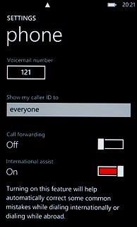 Press the field below Voicemail number.