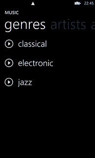 Slide your finger left to find the required category.Go to the required audio file.