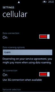 Press the field below Data roaming options.