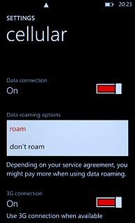 Press roam or don't roam.