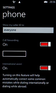 Press the indicator next to Call forwarding to turn off the function.