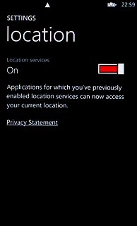 Press the indicator next to Location services.Depending on the current setting, the function is turned on or off.