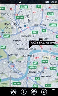The selected destination is displayed as a point on the map.