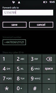 Key in the required number and press save.A request to turn on the setting is sent to the network.
