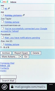 You can now use the application.Please note that Gmail isn't part of the original application package and therefore only a general description is given here.You have a number of options, such as:Send email messagesRetrieve and read email messagesReply to email messagesView list of contactsSelect application settingsCreate a new Gmail account