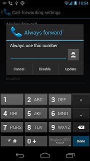 Press Disable.Repeat steps 2 and 3 until all diverts have been cancelled.
