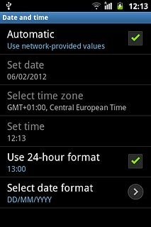 Press Automatic to turn automatic date and time update on or off.
