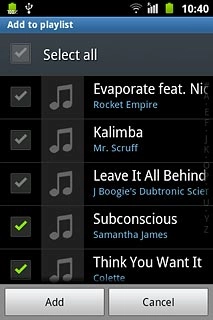 When the box next to an audio file is ticked (V), it's selected.