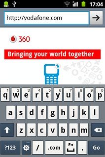 Key in the address of the required web page and press Go.