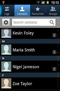 Press the required contact.The contact details are displayed.