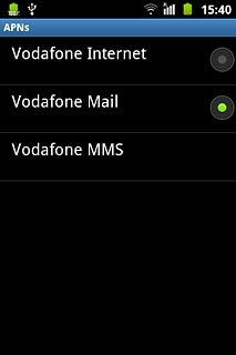 Press the field next to Vodafone Mail to fill in the field.