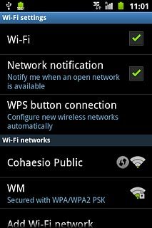 A list of Wi-Fi networks within range is displayed.Press the required network.