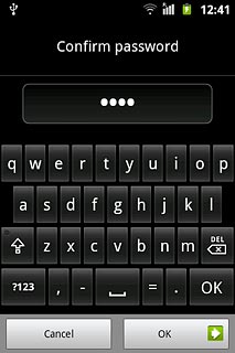 Key in the phone lock code again and press OK.