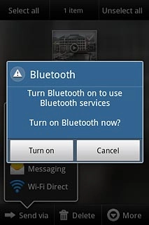 If required, press Turn on to turn on Bluetooth.Your phone now searches for devices and after a moment, a list of Bluetooth devices within range is displayed.