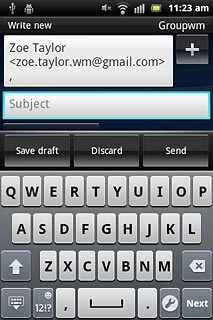 Press Subject and key in a subject for the email message.