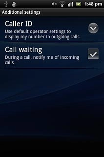 The current settings are displayed.Press Call waiting to turn the function on or off.