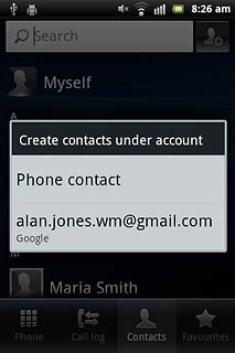 Press Phone contact, if required.