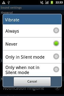 To turn off vibration:Press Never.