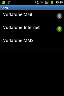 Press the field next to Vodafone Internet to fill in the field.
