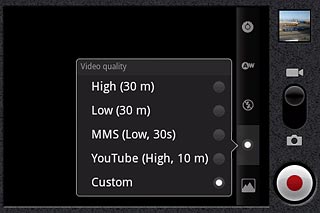 Press the required setting.