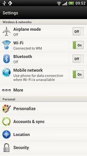 Press the field next to Bluetooth to select On or Off.
