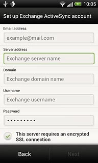 Press the field below Server address and key in the server address.