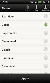 Press the different alarm tones to listen to them.