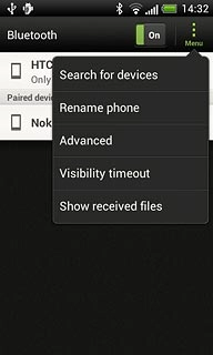 Press Search for devices.Your phone now searches for devices and after a moment, a list of Bluetooth devices within range is displayed.