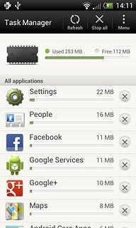To end all applications:Press Stop all.