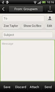 Press the text input field.Write the text for your email message.