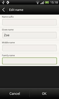 Press the field below Family name and key in the last name.