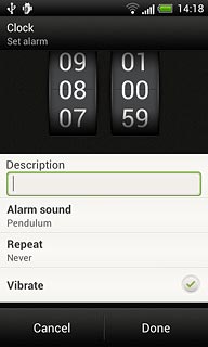 Press hours and minutes and drag them upwards or downwards to set the time.