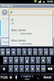 A picture message containing the picture or video clip is created.Key in the first letters of the required contact.Matching contacts are displayed.Press the required contact.