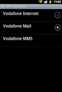 Press the field next to Vodafone Mail to fill in the field.