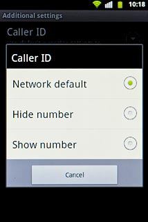 Press Network default, Hide number or Show number.