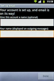 Press the field below Your name (displayed on outgoing messages) and key in the required sender name.